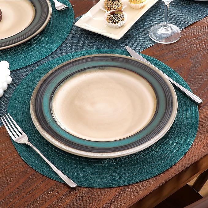 SHACOS Round Placemats Set of 4 Woven Braided Table Placemats 15 inch Circle - Image 5