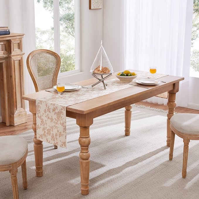 French Pastoral Farmhouse Table Runners, 13x108 Inch Terracota | 100% Organic - Image 3