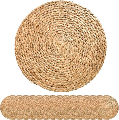 13 Inch Round Woven Plate Placemats Set of 15, Farmhouse Rustic Straw Braided by TwinnekYR