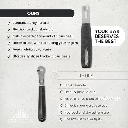 A Bar Above Premium Quality Channel Knife, Stainless Steel Bar Tool, Garnish for Cocktail Mixers, Lemon Zester, and Fruit Peeler, Professional Grade Bar Accessory, Durable Citrus Knife