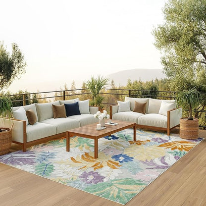 Nourison Home Suncoast Multicolor 7'10" x 9'10" Area Rug - Easy Clean, Non Shedding, Bed Room, Living Room, Dining Room, Kitchen (8' x 10')