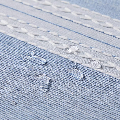 ZeeMart Contrast Linen Round Tablecloth 52 Inch Mid-Stripe Blue, Farmhouse Style Round Table Cloth Heavy Weight Dusty Blue Tablecloths, Water Resistant Burlap Table Cloths