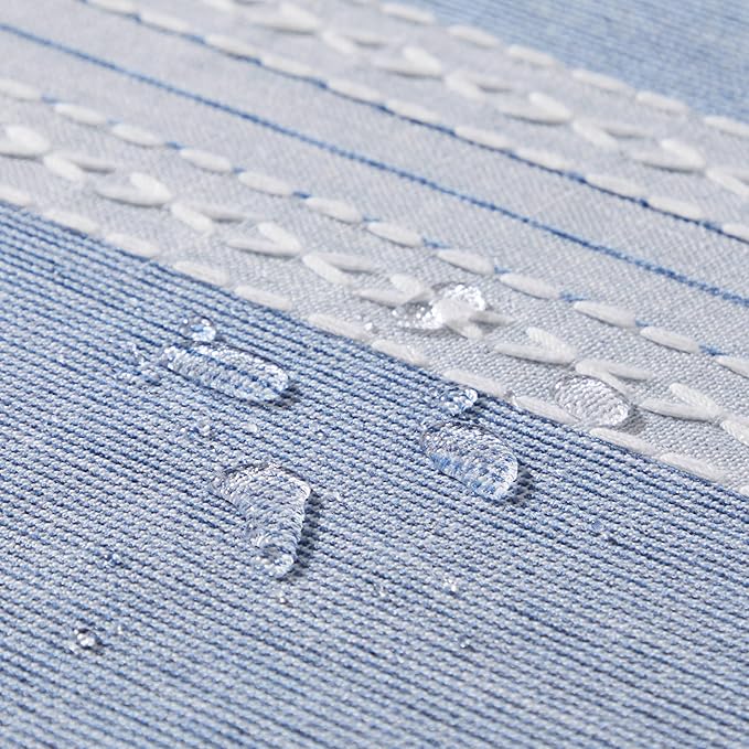 ZeeMart Contrast Linen Table Cloth Rectangle Table Cloths 60x120 Inch Mid-Stripe Blue, Farmhouse Style Heavy Weight Dusty Blue Tablecloth, Water Resistant Burlap Tablecloths
