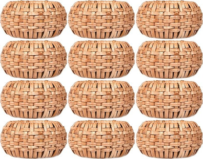 ALPHA Living HOME Napkin Rings Set of 12 - Handmade Decorative Serviette Rings for Dining Table, Weddings, Parties, Events, Holiday Gatherings, and Everyday Use Boho Rustic Farmhouse Décor (Brown)