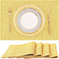 homing Cotton Linen Placemats Set of 4, Cloth Washable Farmhouse Dining Table Mats for Indoors & Outdoors, Easy to Clean, Mustard Yellow, 13 x 19 Inch