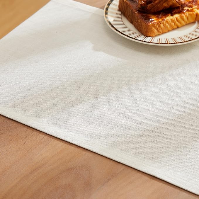 Rustic Cotton Linen Table Runner, 13x72 Inches Off White | Farmhouse Style - Image 6