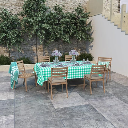 misaya Rectangle Waterproof Vinyl Table Cloth, Buffalo Flannel Backed Tablecloth, Wipeable Plastic Table Cover for Dinner, Kitchen, Outdoor (54" x 120", Green and White)