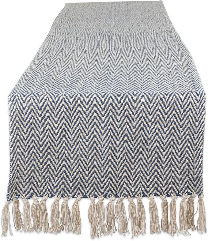 DII Woven Basic Tabletop Collection Chevron Table Runner, French Blue by DII