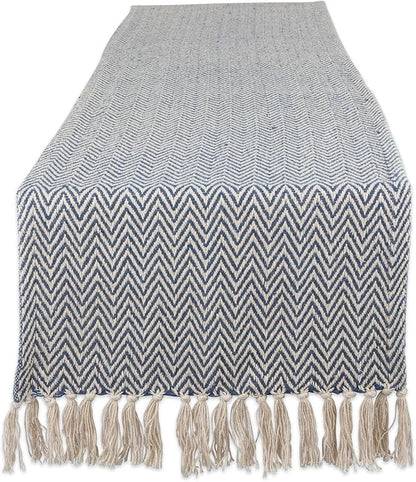 DII Woven Basic Tabletop Collection Chevron Table Runner, French Blue by DII