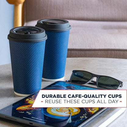 To Go Coffee Cups With Lids - 16 oz Disposable Coffee Cup With Lid. Large Togo - Image 4