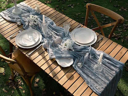 Vitalizart Cheesecloth Table Runner Blue 10ft Gauze Boho Rustic | 120 Inches - Image 5