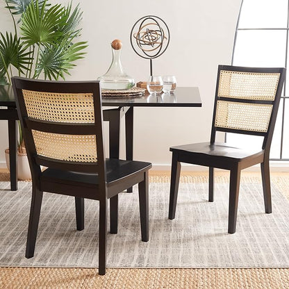 SAFAVIEH Home Collection Toril Coastal Black/Natural Dining Chair Set of 2