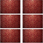 Luxury Jacquard Placemats Set of 6, Red Ethnic Bohemian Waterproof Linen Fabric, Non-Slip Backing & Easy Clean, Elegant Dining Table Protectors for Family and Guests