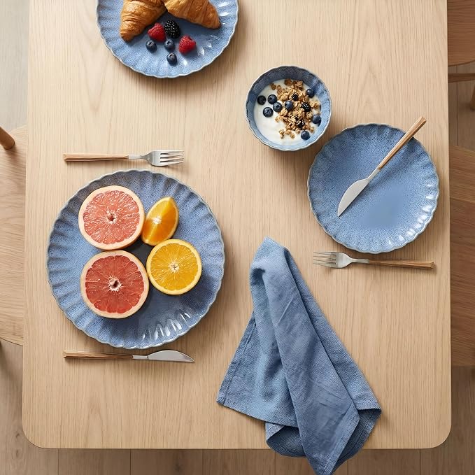 12 Pieces Stoneware Dinnerware Set, Microwave and Dishwasher Safe, - Image 7