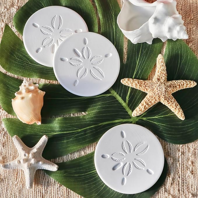 Kate Aspen Absorbent Sand Dollar Drink Coasters Set of 4– Coastal Decor - Image 3