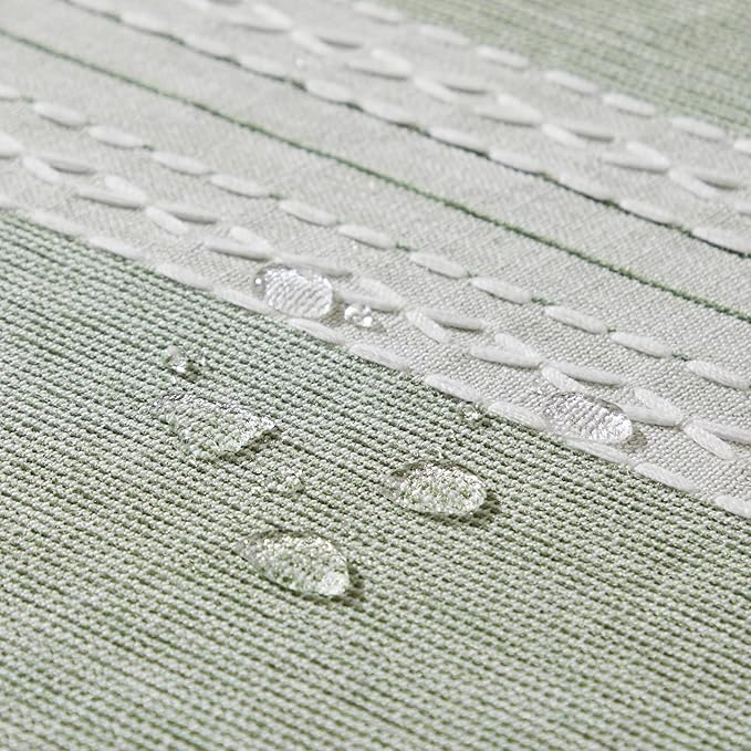 ZeeMart Contrast Linen Round Tablecloth 60 Inch Mid-Stripe Green, Farmhouse Style Round Table Cloth Heavy Weight Sage Green Tablecloths, Water Resistant Burlap Table Cloths