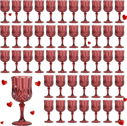 7OZ Plastic Wine Glasses, Reusable Vintage Goblets Unbreakable Drinking Glasses by Unknown