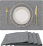 homing Cotton Linen Placemats Set of 4, Cloth Washable Farmhouse Dining Table Mats for Indoors & Outdoors, Easy to Clean, Dark Grey, 13 x 19 Inch