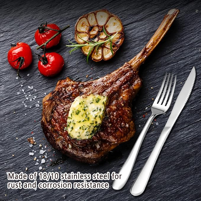 SANTUO 12-piece Dinner Knives, Serrated 18/10 Stainless Steel Steak Knife Set - Image 2