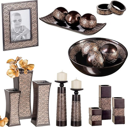 Creative Scents Dublin Brown Napkin Rings Set of 6 - Elegant Dining Table Decor Napkin Holder Rings - Rustic Table Setting Decorations for Thanksgiving, Fall, Holiday Dinner - Table Decor