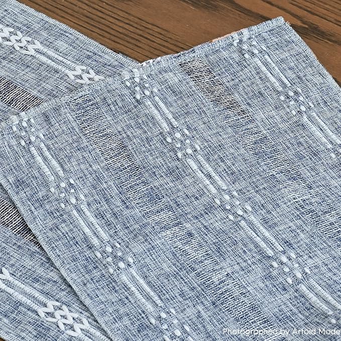 Artoid Mode Blue Farmhouse Embroidered Hollow Table Runner, Seasonal Kitchen - Image 5