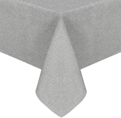 JIUZHEN Square Table Cloth Faux Linen Farmhouse Tablecloth Wrinkle and Stain Resistant Decorative Fabric Table Cover for Kitchen, Dining Room, Parties and Camping, Light Grey, 54 x 54 Inch