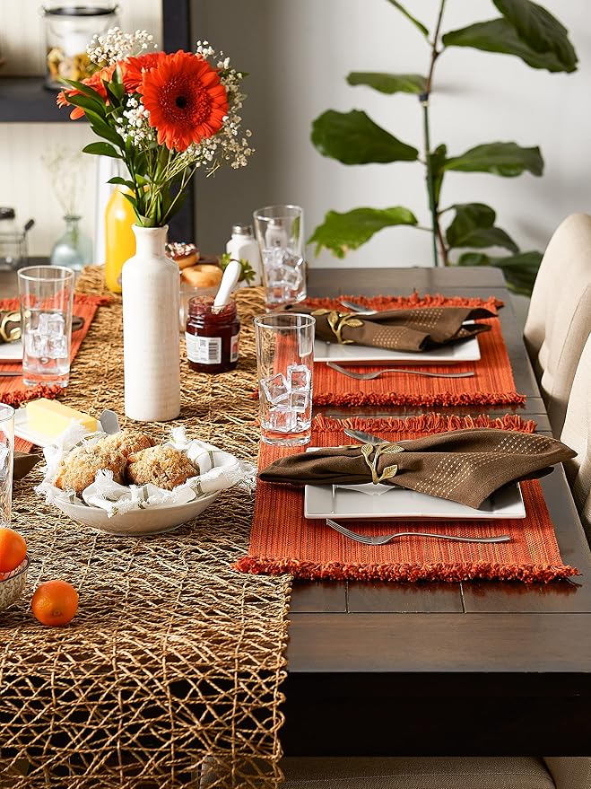 DII Variegated Tabletop Collection, Placemat Set3x19, Burnt Orange, 6 Piece - Image 6