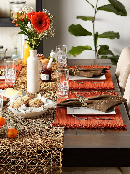 DII Variegated Tabletop Collection, Placemat Set3x19, Burnt Orange, 6 Piece - Image 6