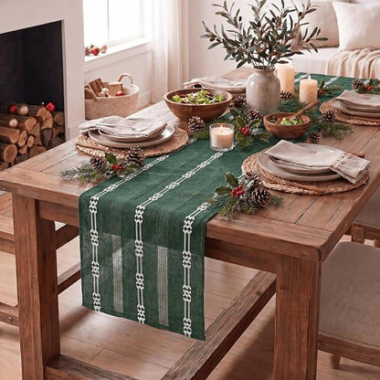 Artoid Mode Green Farmhouse Embroidered Hollow Christmas Table Runner, Seasonal - Image 3