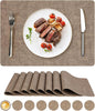 Vinyl Placemats Set of 8, Faux Leather Waterproof and Heat Resistant Place Mats, Washable Anti-Slip Table Mats with Coaster, Wipeable Placemats for Indoor & Outdoor 17" x 12" (Light Coffee, Set of 8)