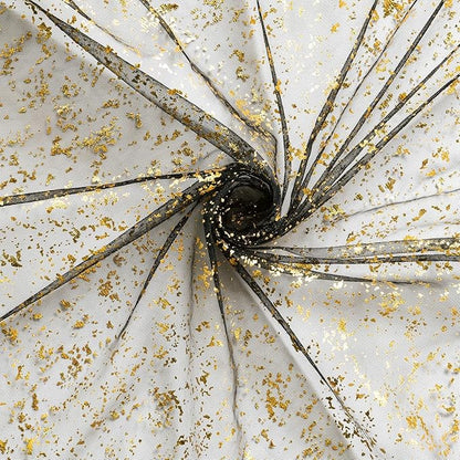 Artoid Mode Black Gold Gauze Table Runner 120 Inch 10Pcs, Glitter Metallic Foil Sheer Dining Wedding Anniversary Holiday Birthday Table Decor for Home Party