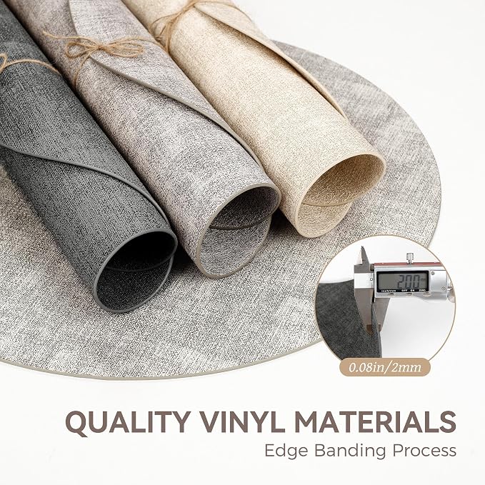 13"Round Placemats Set of 6, Reversible Faux Leather Heat Resistant Table Mats - Image 5