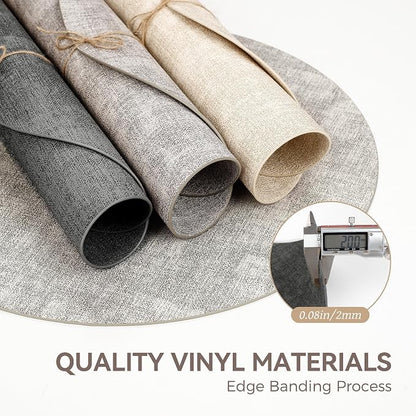 13"Round Placemats Set of 6, Reversible Faux Leather Heat Resistant Table Mats - Image 5