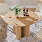 T4TREAM 47" Fluted Round Dining Table for 4-6, Mid-Century Modern Kitchen Table with Thickened Edge & Sturdy Pedestal Base for Kitchen Living Room,Natural Oak(Table Only)