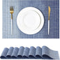 Leetaltree Gradient Blue Woven Placemats Set of 8 - Heat Resistant Non-Slip Place mats for Dining Table, Washable Durable PVC Vinyl Woven Table Mats(Gradient Blue, 8)
