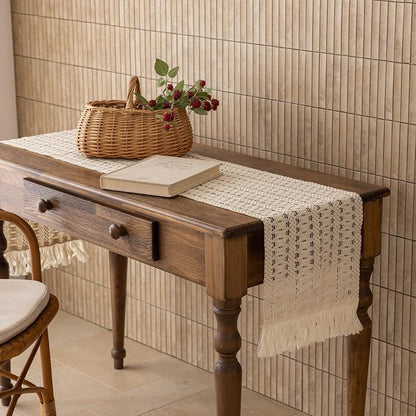 Keketoarrange Boho Macrame Table Runner 12x108 Inch | Woven Burlap Rustic - Image 4