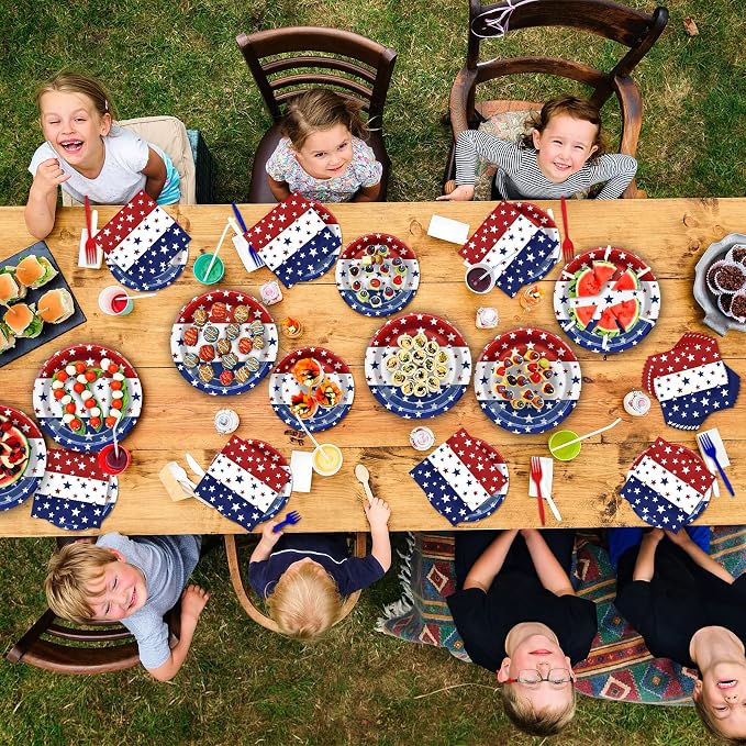 96 Pieces Patriotic Tableware Set Party Supplies - Image 7