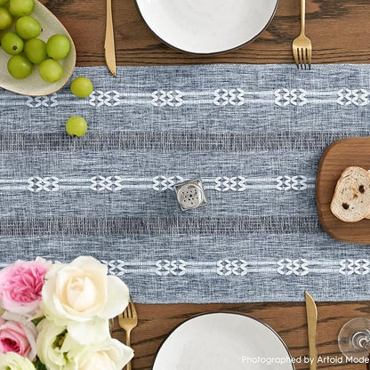 Artoid Mode Blue Farmhouse Embroidered Hollow Table Runner, Seasonal Kitchen - Image 3