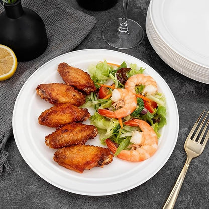 DaYammi 100% Compostable Paper Plates 9 Inch, 125-Pack Heavy Duty Paper Plates Bulk,Biodegradable Bagasse,Eco-Friendly Disposable Dinner Plate for BBQ,Picnic,Party (BPI Certified,Microwaveable)