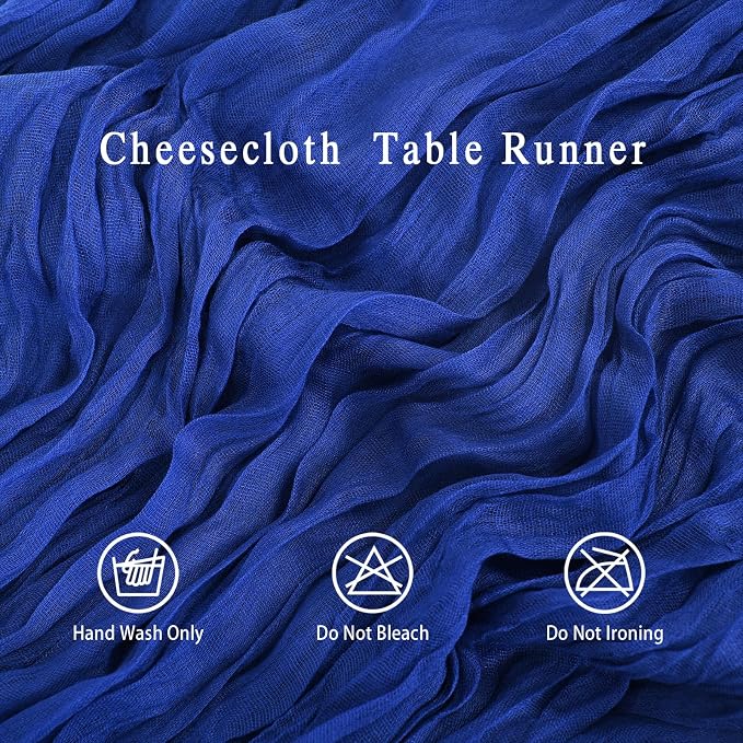 8 Pack Royal Blue Cheesecloth Table Runner 17x108 inch Boho Gauze Cheese Cloth - Image 3