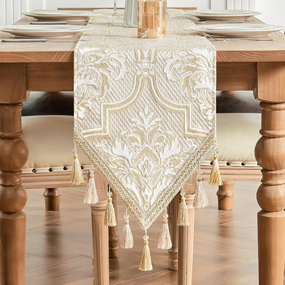 Loom and Mill Elegant Damask Jacquard Table Runner 13x72 inch by LoomandMill