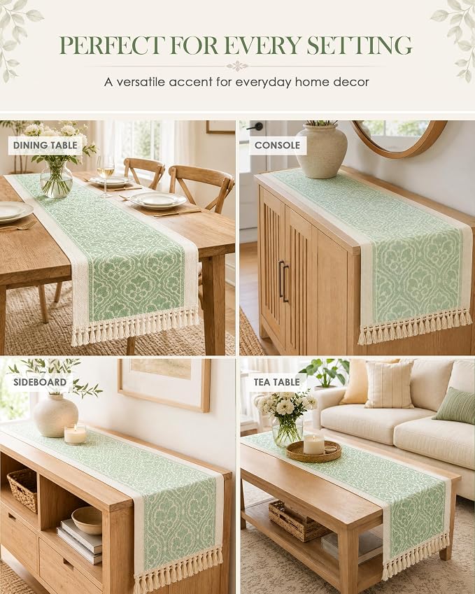 Table Runner, 13.8 x 72 Inch, Jacquard Woven - Image 4
