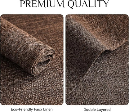 Softalker Faux Linen Placemats Set of 6-12 x 18 Inch, Heat Resistant Double Layered Durable Burlap Farmhouse Place Mats, Non-Slip Washable Rustic Table Mats for Dining, Kitchen, Party（Dark Brown