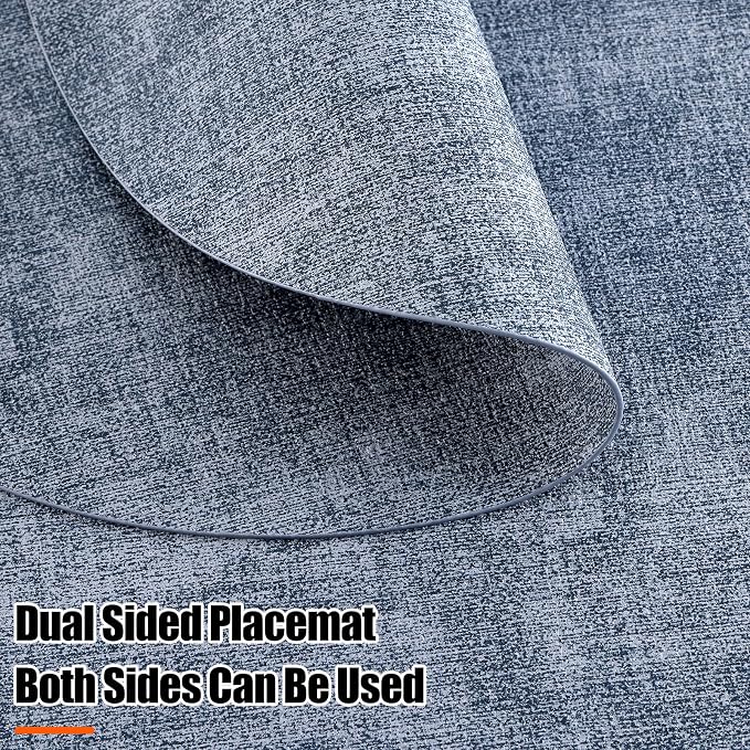 Homaxy Round Faux Leather Placemats and Coasters, Wipeable Place Mats, - Image 3