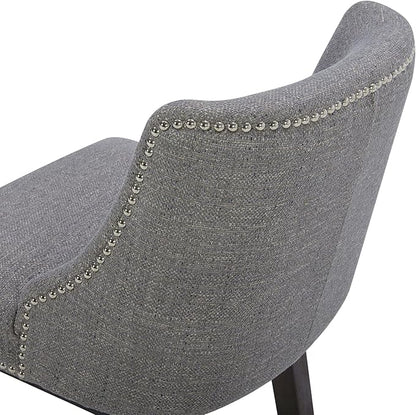 CHITA Counter Height Swivel Bar Stools, FSC Certified Upholstered Counter Stools, Modern Swivel Barstools with Wood Legs for Kitchen Island, 26" Seat Height, Fabric in Fog