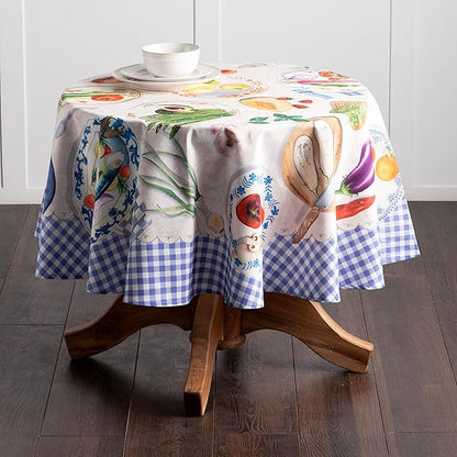 Maison d' Hermine Table Cloth Round Table 100% Cotton 63 Round Inches Tablecloth Reusable Decorative for Dining Room Farmhouse Home Valentines Day Decorations Spring Summer - Gourmand