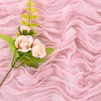 6 Pieces Pink 10FT Cheesecloth Table Runner Boho Gauze Fabric Table Runner - Image 5