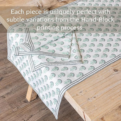 Over&Back 18x108 Hand-Blocked Printed Cotton Table Runner - Image 3