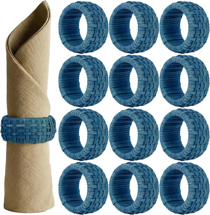 Artisan Cane Napkin Rings Set of 12, Earthy Woven Dinner Napkin Holders by ALPHALivingHOME
