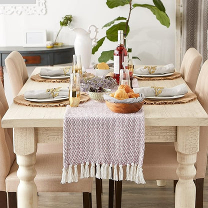 DII Woven Basics Collection 100% Cotton Knit Table Runner, Pale Mauve - Image 3